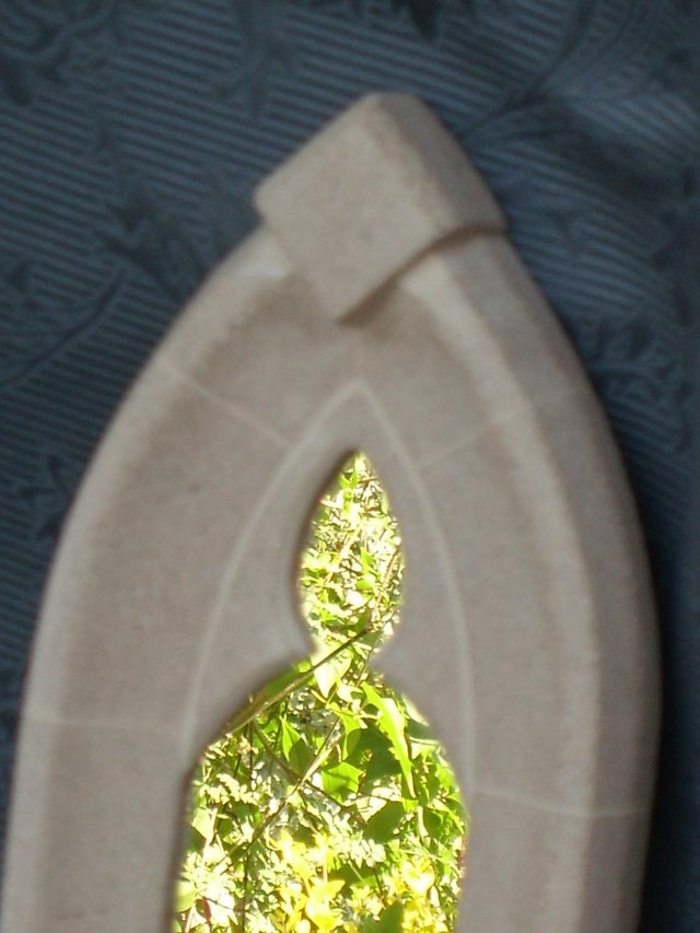 Image 2 of Stone Effect Gothic Lancet Window Mirror