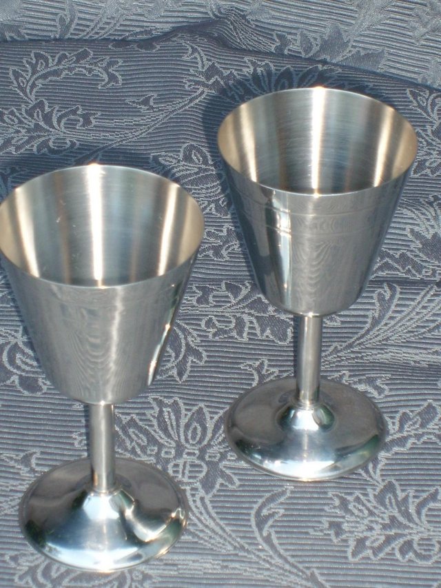 Preview of the first image of Set of 6 Stainless Steel Wine Goblets NEW!.