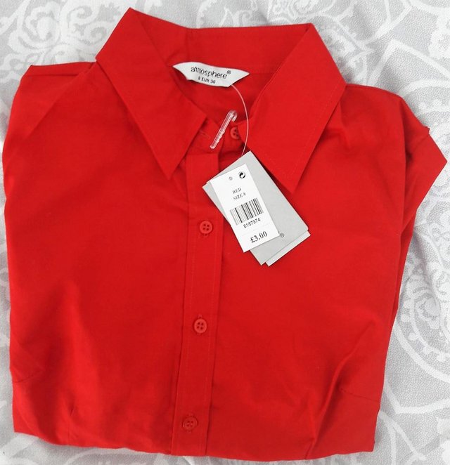 Image 2 of Primark long sleeve bright red shirt size 8