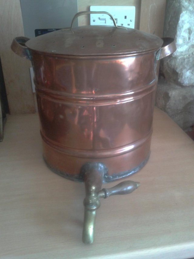 Image 2 of Copper water urn and 2 large copper jugs