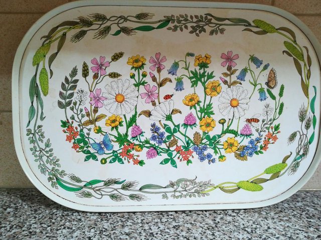 Preview of the first image of M&S Vintage Trays . Wild flower pattern Made in the U K.
