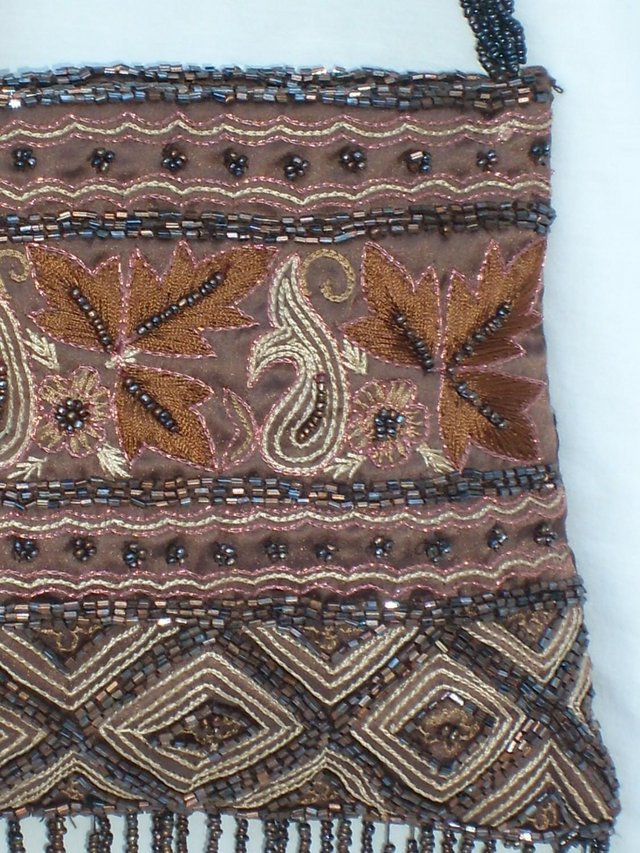 Image 2 of Bronze & Brown Beaded Shoulder Bag