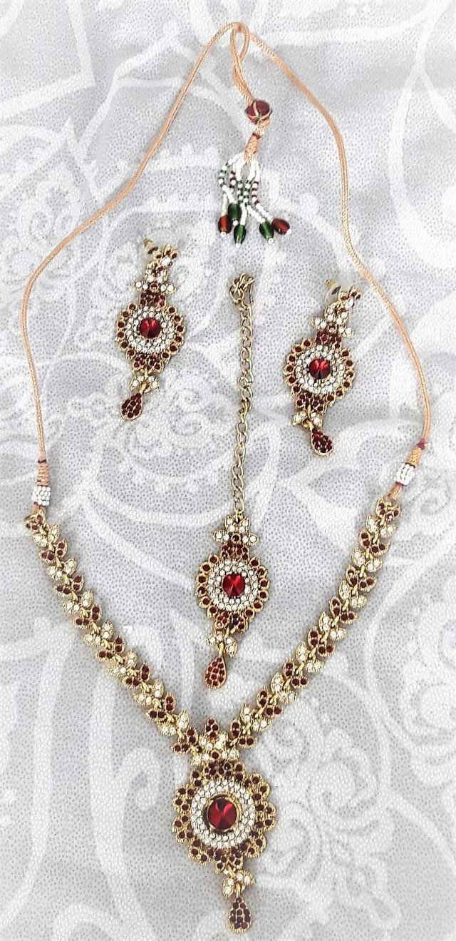 Image 2 of Indian wedding gold and red jewellery set