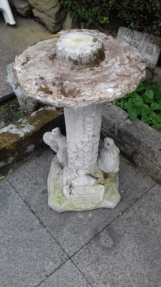 Preview of the first image of vintage....weathered...stone....garden ornament.../birdtable.