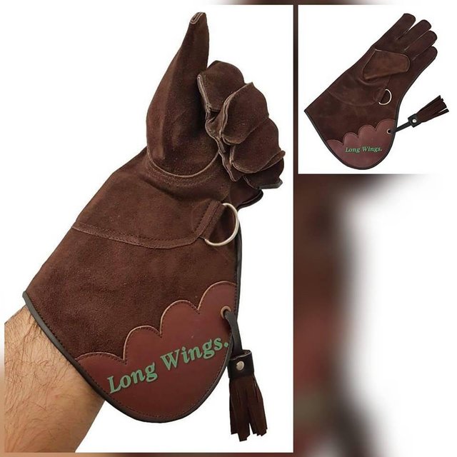 Image 2 of Falconry 2 Layer Suede leather Gloves 35cm long.