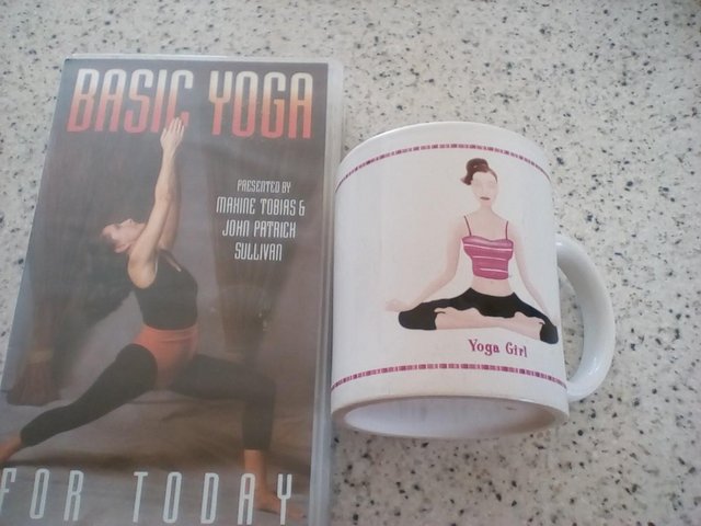 Image 2 of Basic Yoga VHS video (Maxine Tobias) and a 'Yoga Girl' Mug.