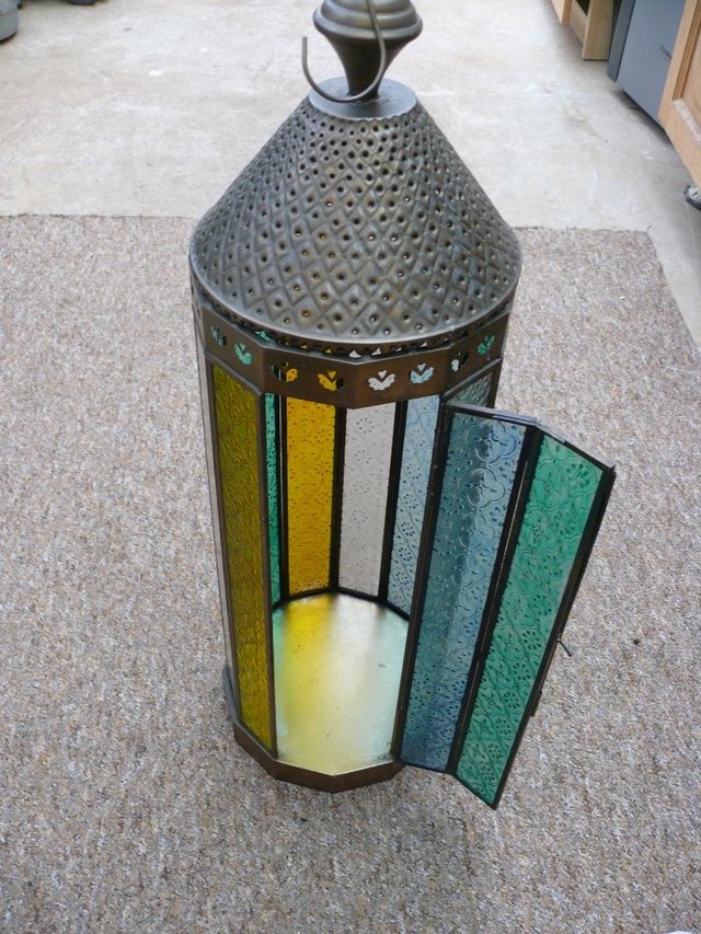 Preview of the first image of Tall Indian Glass Lantern.