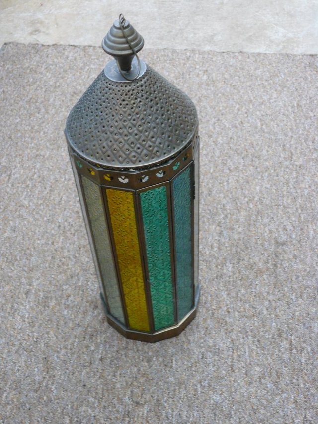Image 2 of Tall Indian Glass Lantern