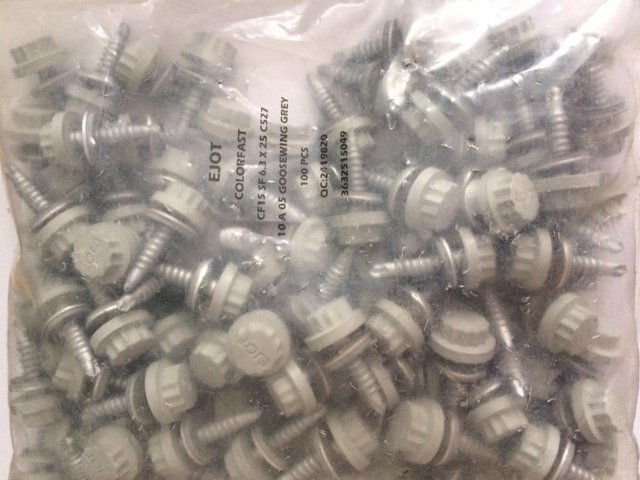 Preview of the first image of Ejot 25mm Tek roofing screws. (CF15 SF Colorfast Goosewing G.