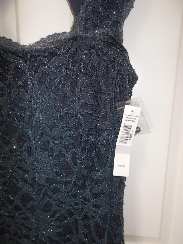 Image 2 of R & M Richards lace gown, charcoal grey, still labelled.