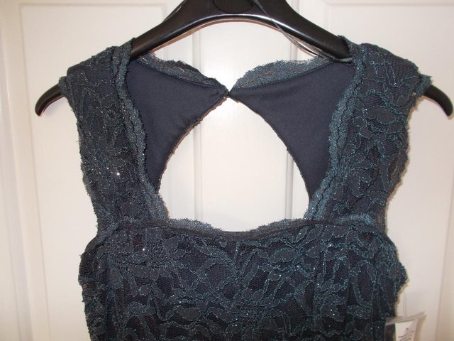 Image 3 of R & M Richards lace gown, charcoal grey, still labelled.