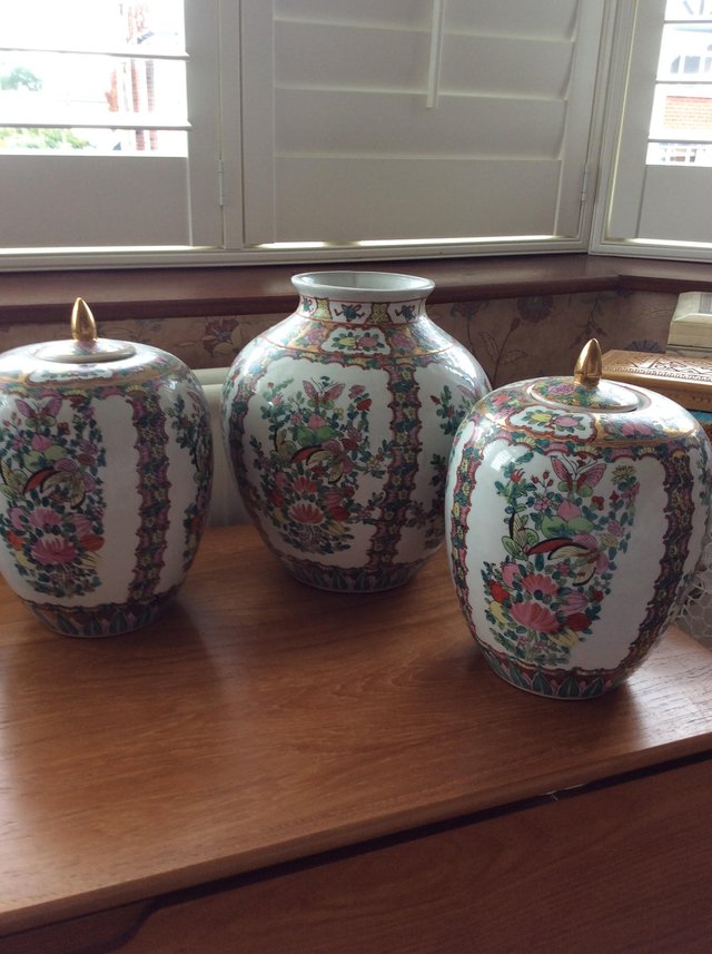 Image 2 of Three large vintage Chinese ginger jars