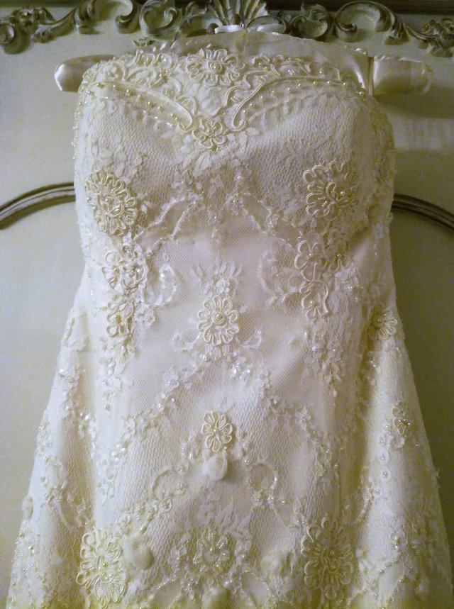 Image 2 of BRIDE DESIGNER WEDDING DRESS FLEUR Lace Pearls Diamante