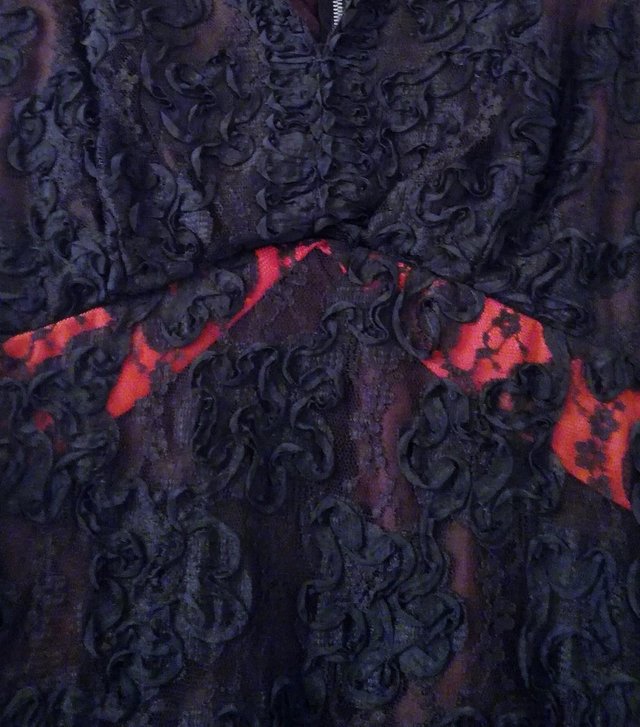Image 2 of VINTAGE DRESS Black MISS ELLIETTE CALIFORNIA Ribbon Lace