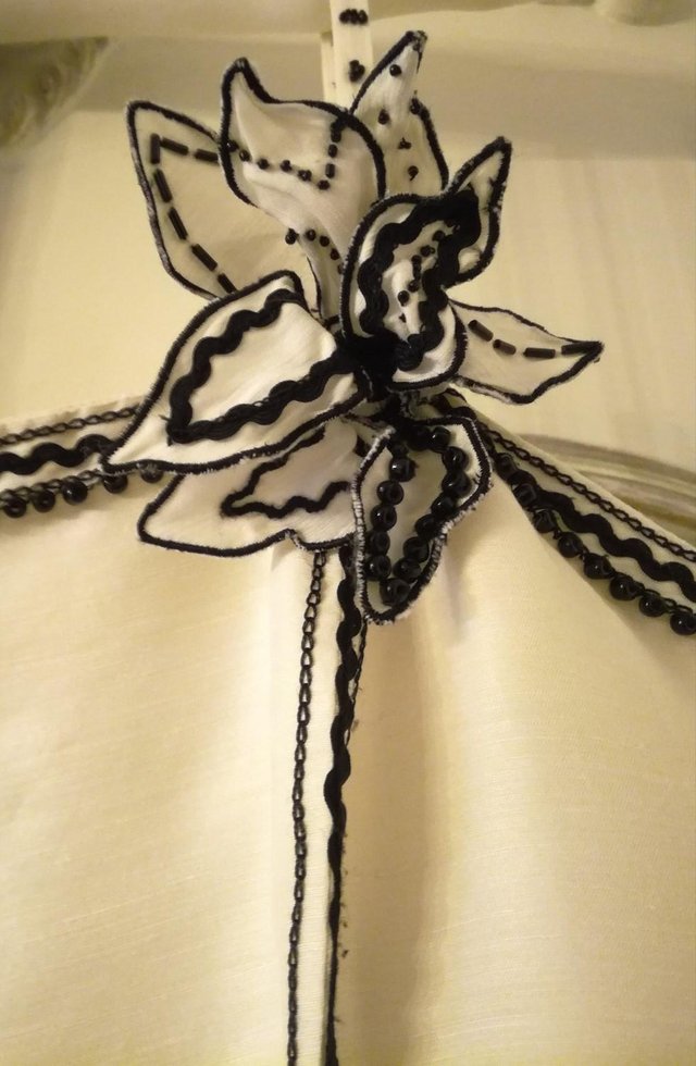 Image 2 of COAST DRESS Cream Black Short Beaded Floral Motif WEDDING