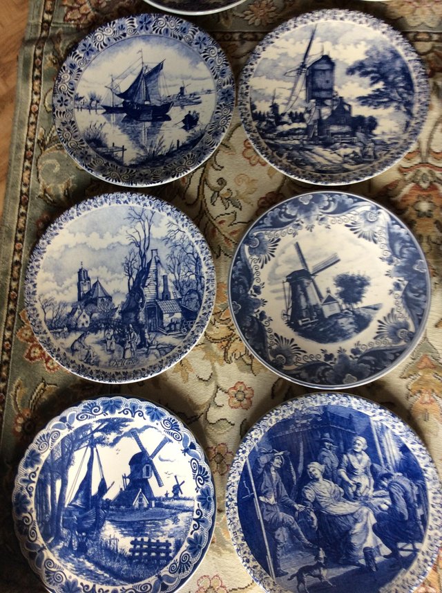 Preview of the first image of Twelve Large Dutch Deltts wall plates.
