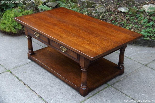 Image 2 of TITCHMARSH & GOODWIN SOLID OAK TWO DRAWER COFFEE WINE TABLE
