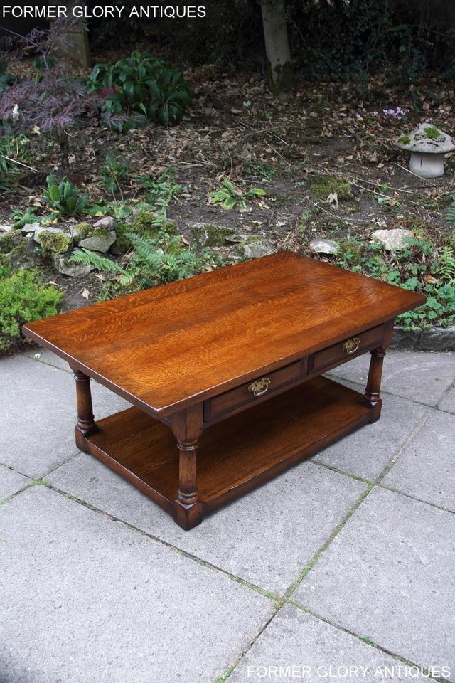 Image 4 of TITCHMARSH & GOODWIN SOLID OAK TWO DRAWER COFFEE WINE TABLE