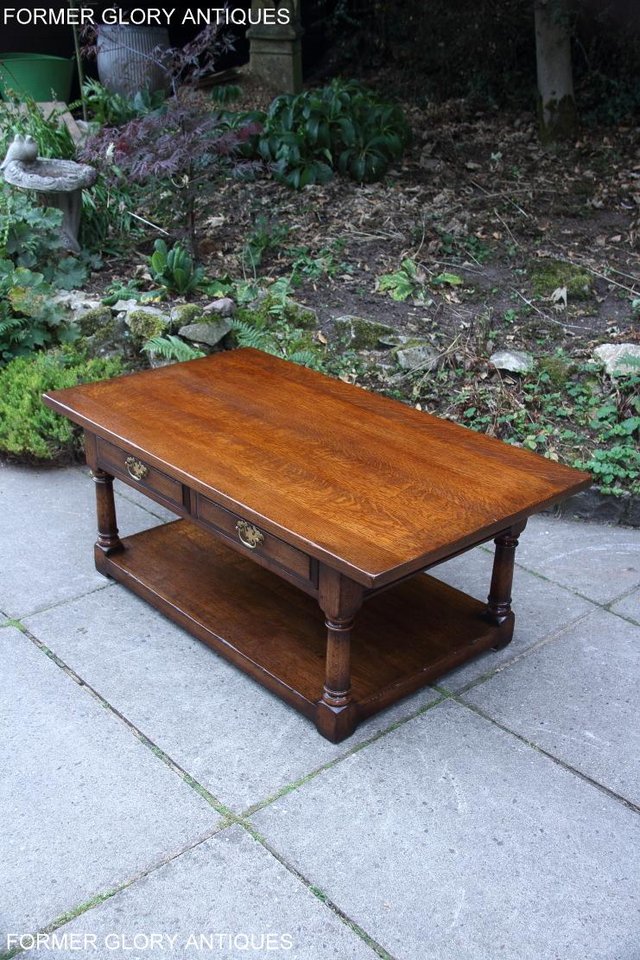 Image 14 of TITCHMARSH & GOODWIN SOLID OAK TWO DRAWER COFFEE WINE TABLE