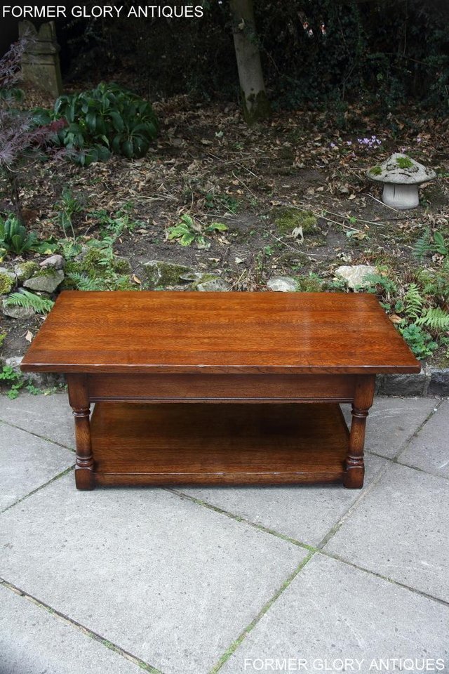 Image 19 of TITCHMARSH & GOODWIN SOLID OAK TWO DRAWER COFFEE WINE TABLE