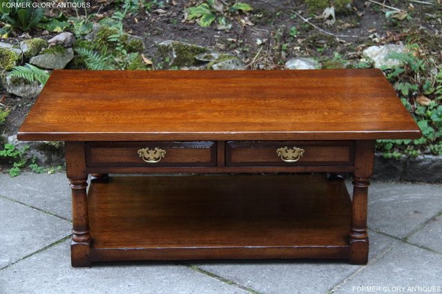 Image 23 of TITCHMARSH & GOODWIN SOLID OAK TWO DRAWER COFFEE WINE TABLE