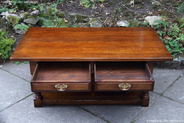 Image 25 of TITCHMARSH & GOODWIN SOLID OAK TWO DRAWER COFFEE WINE TABLE