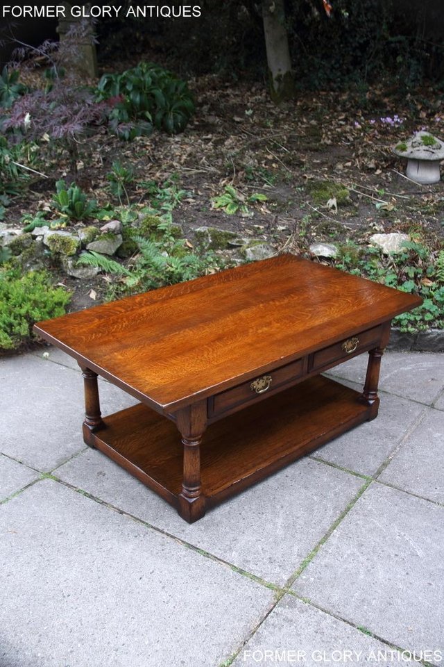 Image 34 of TITCHMARSH & GOODWIN SOLID OAK TWO DRAWER COFFEE WINE TABLE
