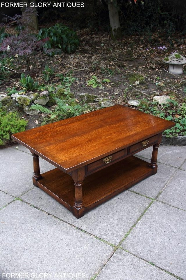 Image 44 of TITCHMARSH & GOODWIN SOLID OAK TWO DRAWER COFFEE WINE TABLE