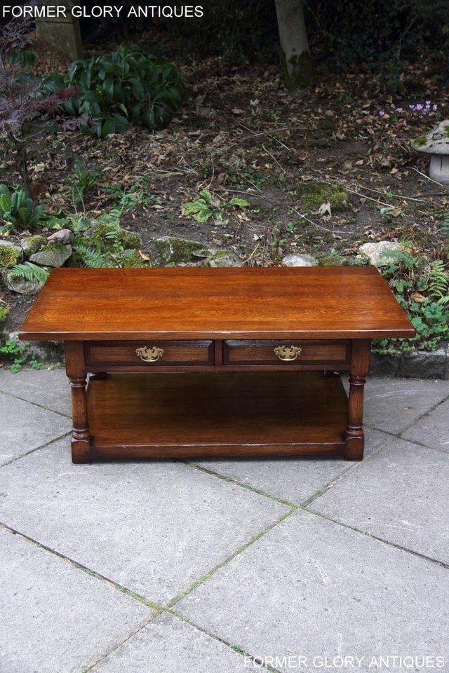 Image 75 of TITCHMARSH & GOODWIN SOLID OAK TWO DRAWER COFFEE WINE TABLE