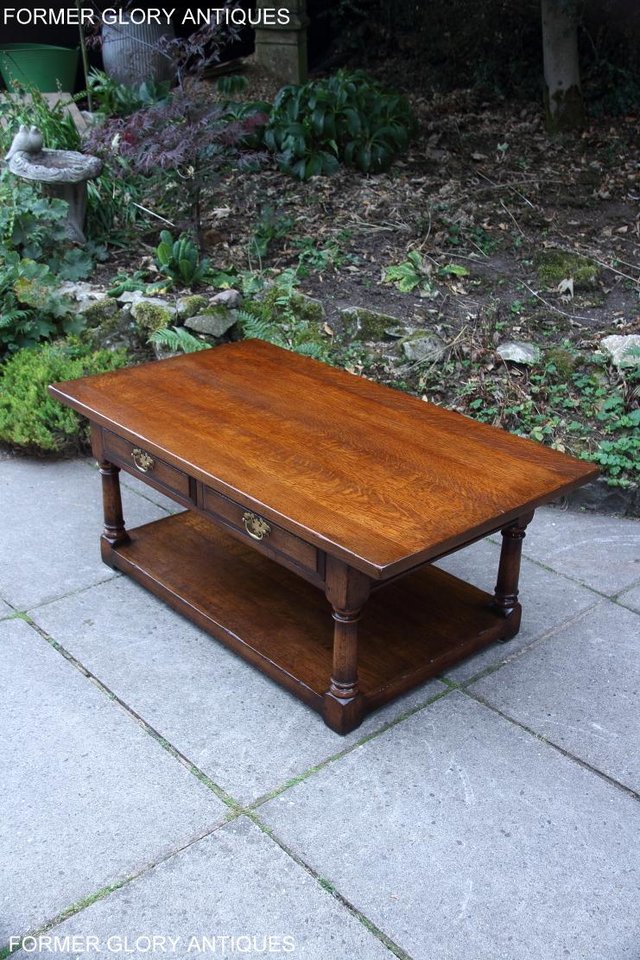 Image 80 of TITCHMARSH & GOODWIN SOLID OAK TWO DRAWER COFFEE WINE TABLE