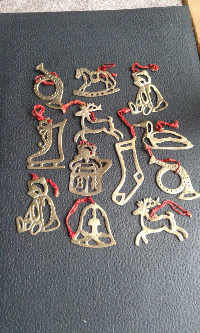 Preview of the first image of Solid brass Xmas tree decorations vintage.