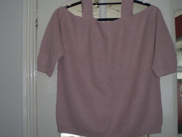 Preview of the first image of Ladies Dark Pink, Off-Shoulder Top, size 12.