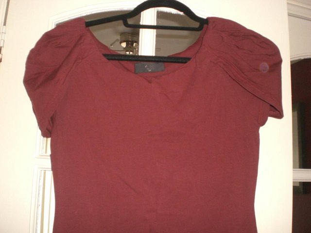 Image 3 of Ladies Dark Red Top with Cap Sleeves, size 14