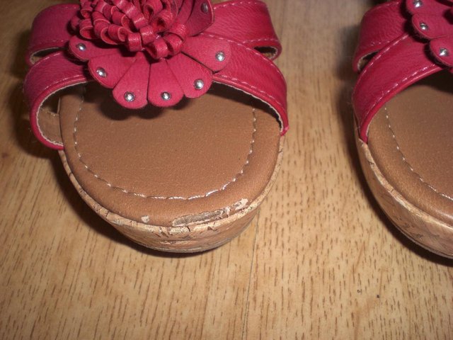 Image 3 of Girls Red Strappy Sandals with Small Heel, size 1