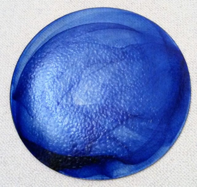 Image 2 of NEW LARGE GLASS PLATE MODERN Ink Blue Design ITALIAN Bespoke