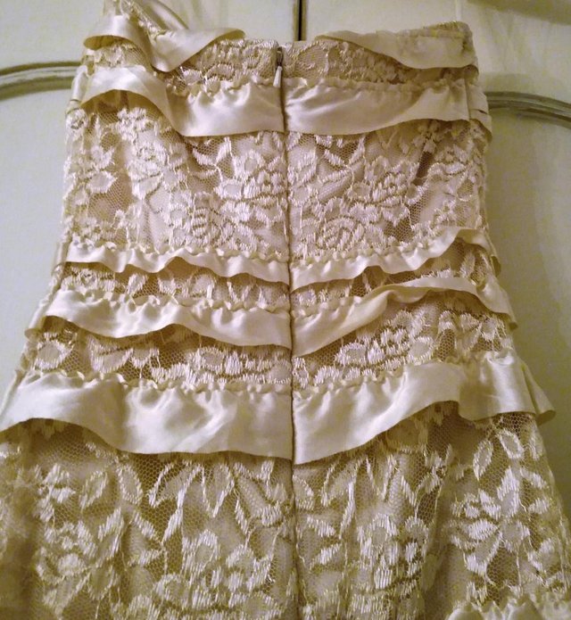 Image 2 of JESSICA McCLINTOCK DRESS Tea Gold Lace Satin Ribbon DESIGNER