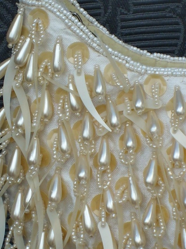Image 2 of Cream Satin Pearl Drop Handbag NEW
