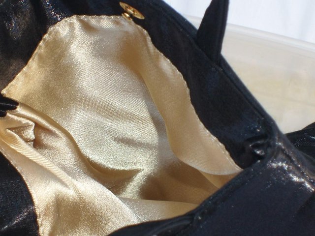 Image 2 of Black Pleated Organza Fabric Bag NEW!