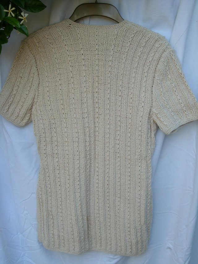 Image 3 of MAMA TERRA Ecru Cotton Knit Top Size 8 NEW+TAGS!