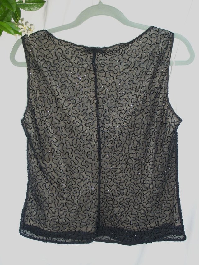 Image 3 of MARINA BRESLER Black Beaded Top – Size 14 (XL)