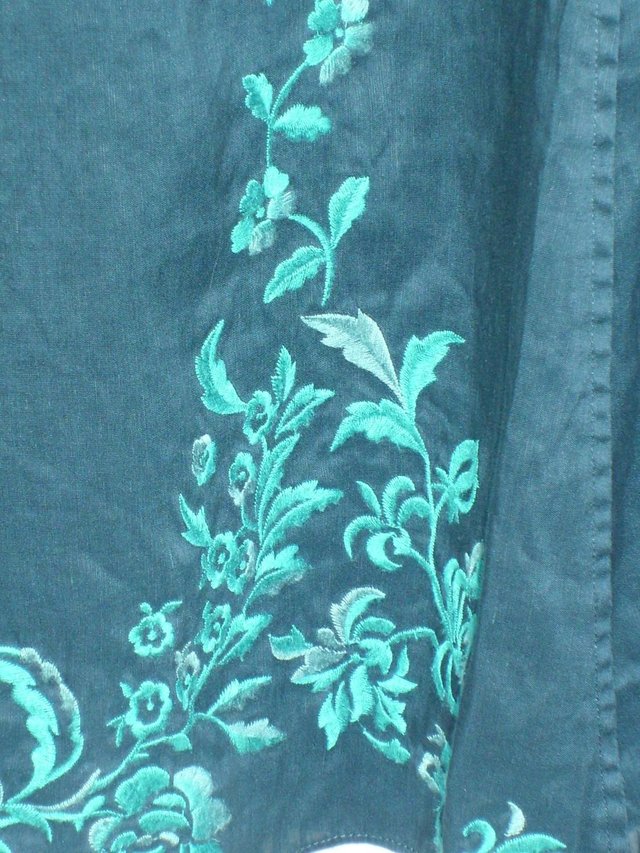 Image 2 of Monsoon Blue Linen/Silk Midi Skirt - Size 18