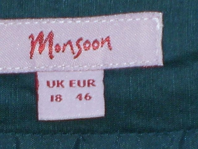 Image 3 of Monsoon Blue Linen/Silk Midi Skirt - Size 18