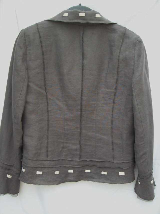 Image 3 of PER UNA Grey Linen Jacket Top – Size 14