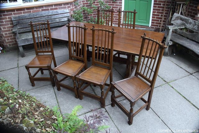 Image 20 of A NIGEL RUPERT GRIFFITHS OAK DINING SET TABLE & SIX CHAIRS