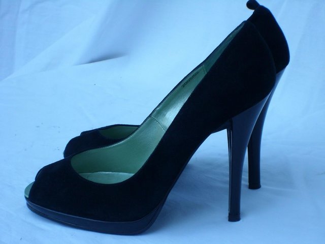 Preview of the first image of RED OR DEAD Black Peep Toe Shoes– Size7/40 NEW!.