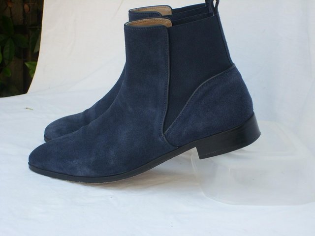 Preview of the first image of TRENERY Deep Blue Rochelle Ankle Boots – Size 8/41.