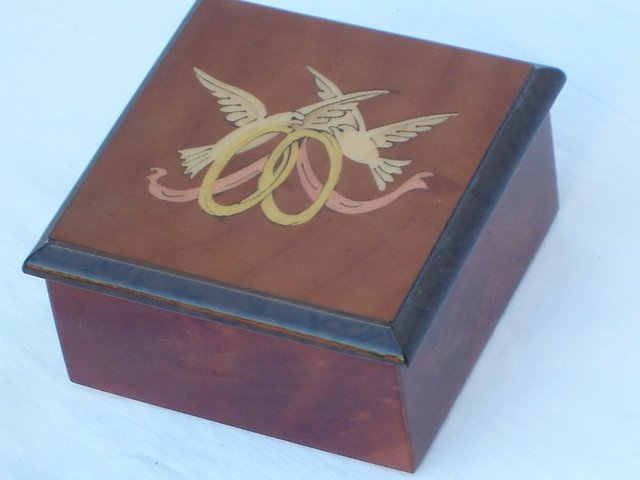 Preview of the first image of Sorrento Italy, Dove/Ribbon Wood Marquetry Box.