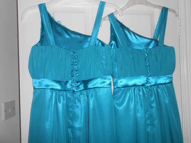 Image 3 of 2 stunning Turquoise (unworn) early-teen Bridesmaid dresses