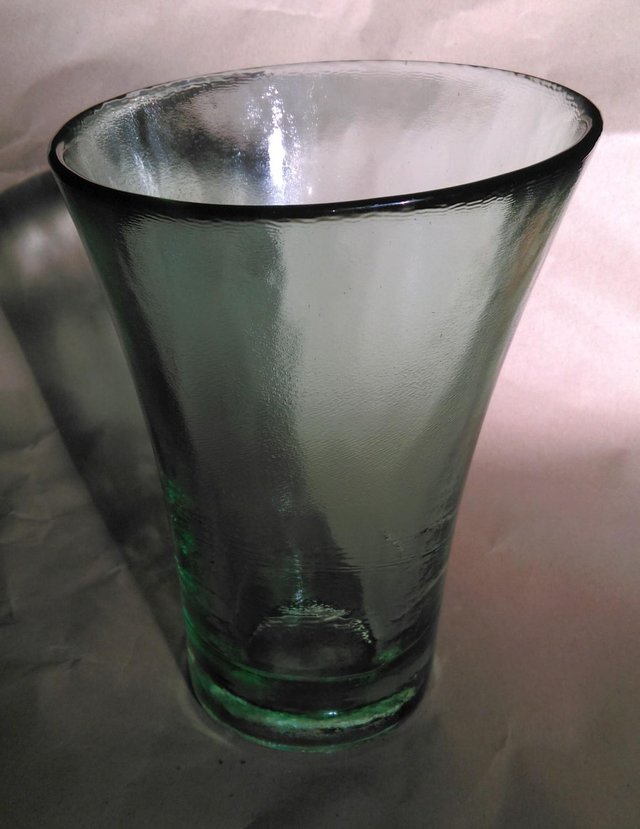 Preview of the first image of Professional Flower Arranger Heavy Green Glass Vase.