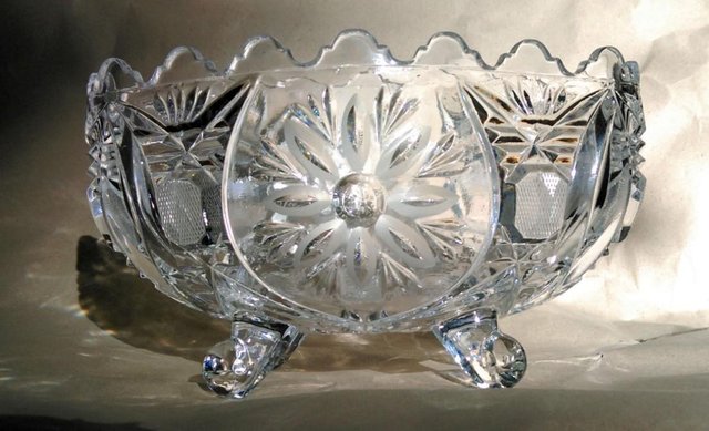 Preview of the first image of Fine High Quality Cut Glass Footed Fruit / Bon Bon Dish.